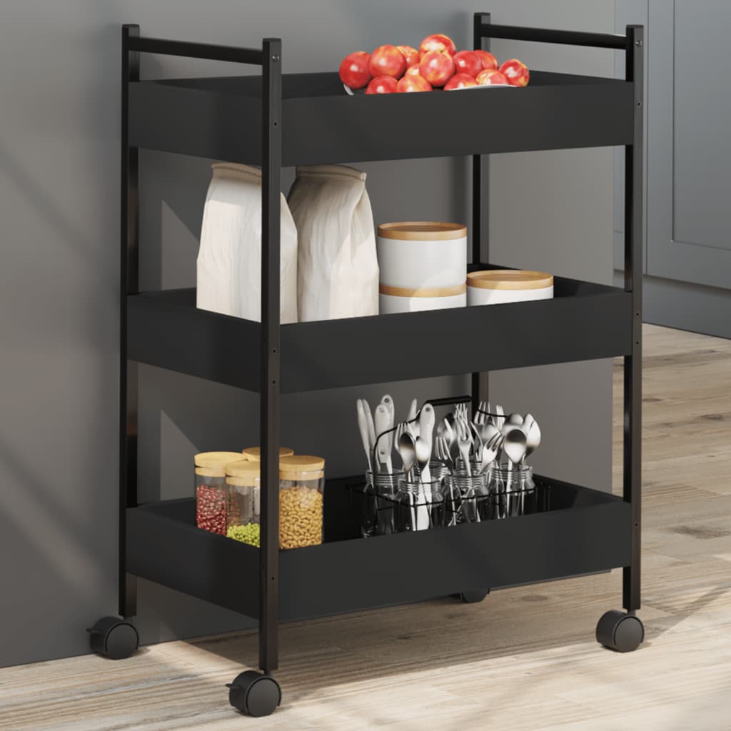 Black Kitchen Trolley 50x30x70 cm in Multilayer Wood