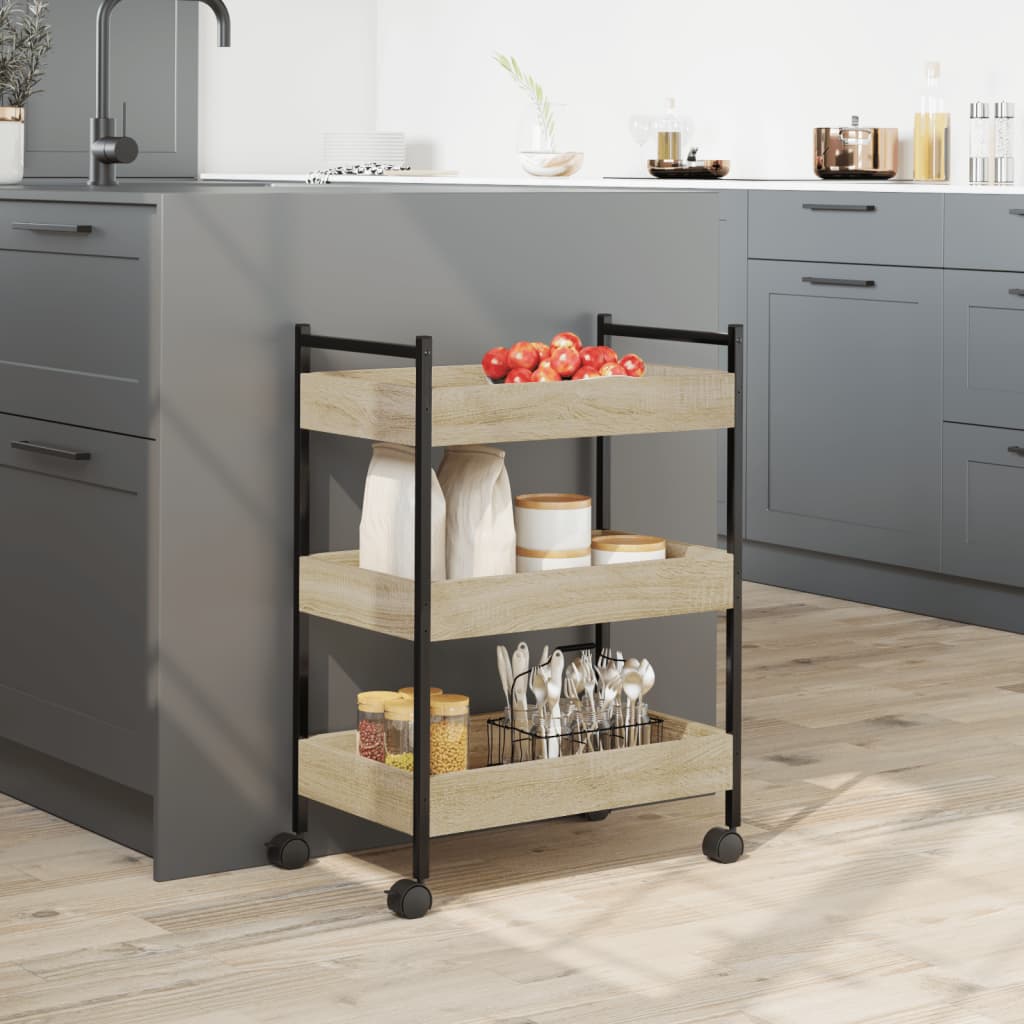 Sonoma Oak Kitchen Trolley 50x30x70 cm Plywood