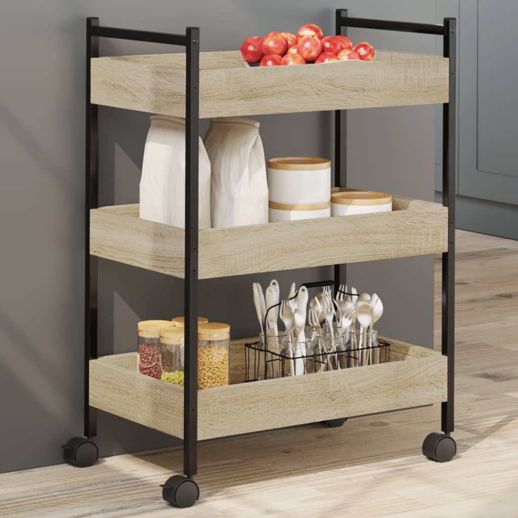 Carrello da Cucina Rovere Sonoma 50x30x70 cm Legno Multistrato - homemem39