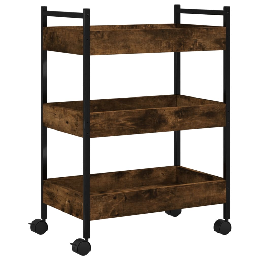 Smoked Oak Kitchen Trolley 50x30x70 cm in Plywood