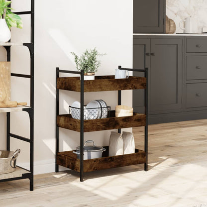 Smoked Oak Kitchen Trolley 50x30x70 cm in Plywood