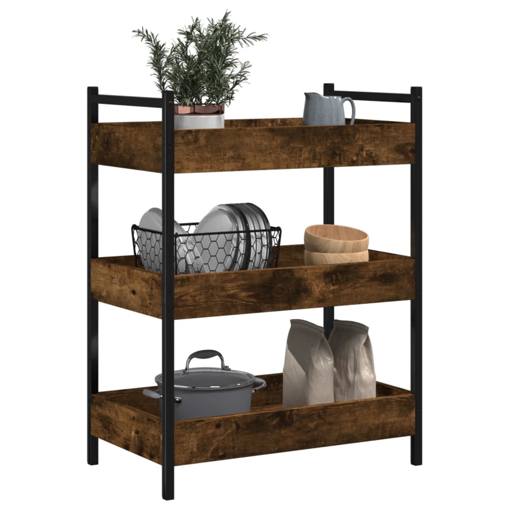 Smoked Oak Kitchen Trolley 50x30x70 cm in Plywood