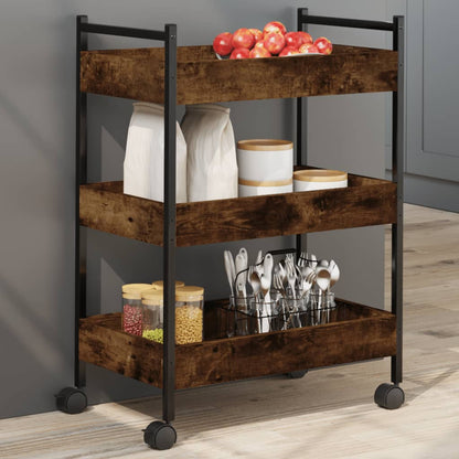 Smoked Oak Kitchen Trolley 50x30x70 cm in Plywood