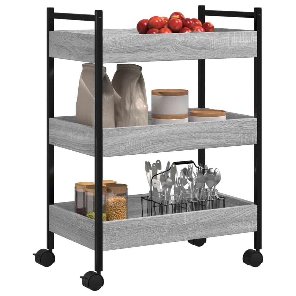 Sonoma Gray Kitchen Trolley 50x30x70 cm Plywood