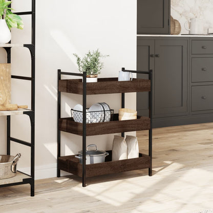 Kitchen Trolley Brown Oak 50x30x70 cm Plywood