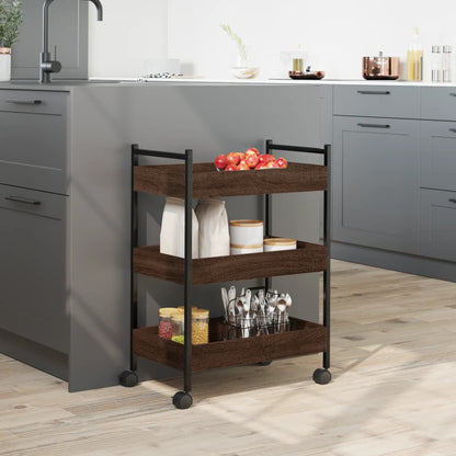 Kitchen Trolley Brown Oak 50x30x70 cm Plywood