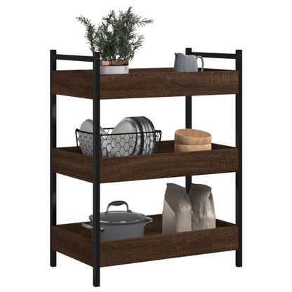 Kitchen Trolley Brown Oak 50x30x70 cm Plywood