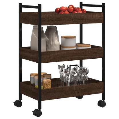 Kitchen Trolley Brown Oak 50x30x70 cm Plywood