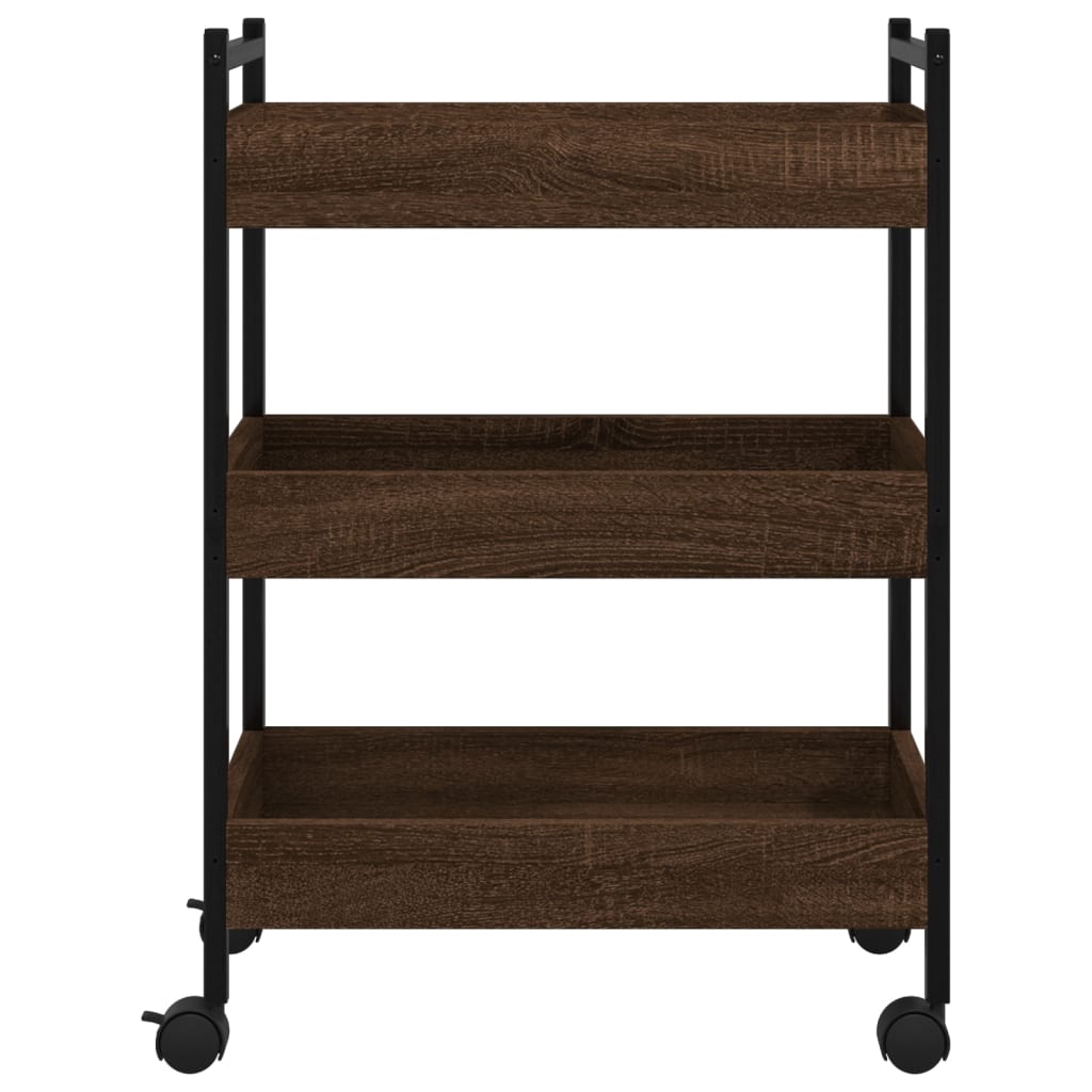 Kitchen Trolley Brown Oak 50x30x70 cm Plywood