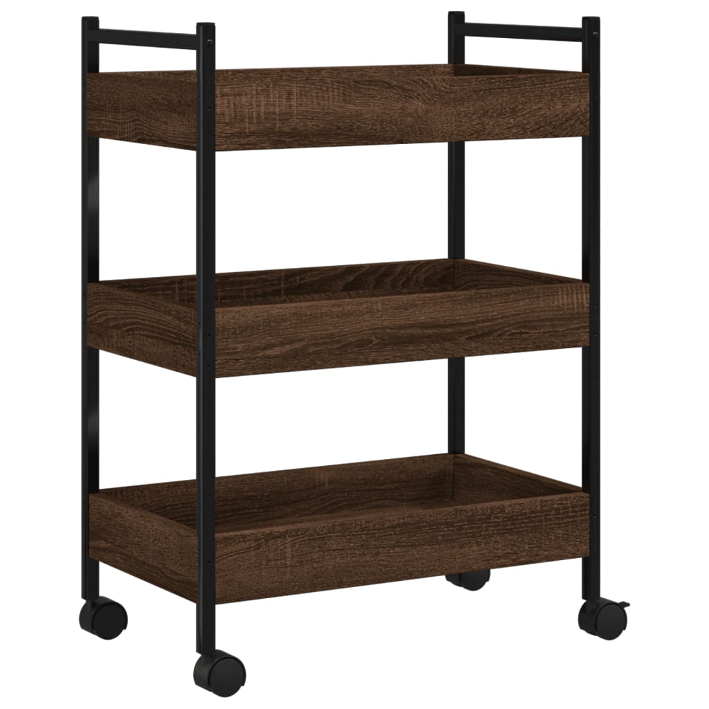 Kitchen Trolley Brown Oak 50x30x70 cm Plywood