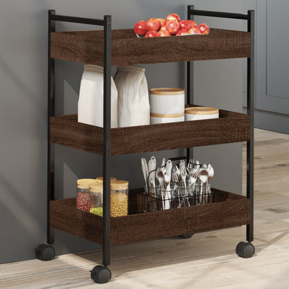 Kitchen Trolley Brown Oak 50x30x70 cm Plywood