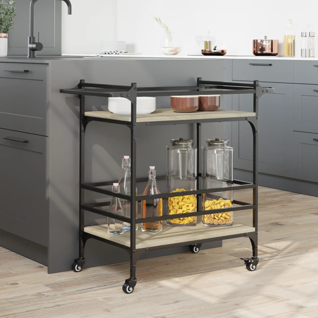 Sonoma Oak Kitchen Trolley 82x40x78.5cm Plywood