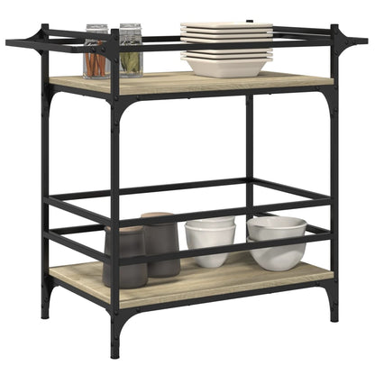 Sonoma Oak Kitchen Trolley 82x40x78.5cm Plywood