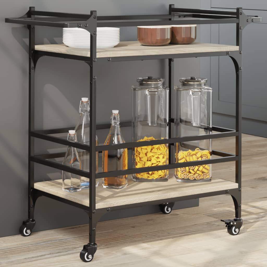 Sonoma Oak Kitchen Trolley 82x40x78.5cm Plywood