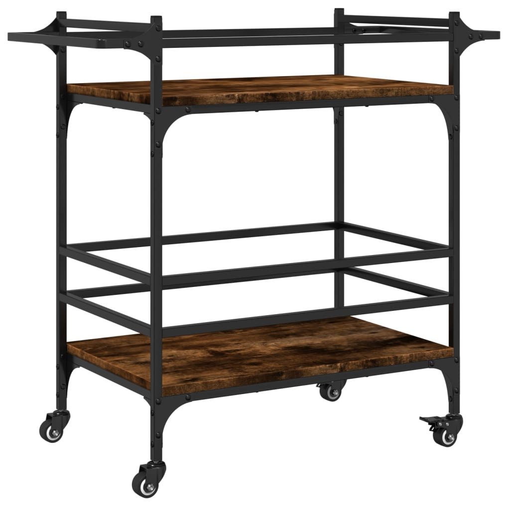 Smoked Oak Kitchen Trolley 82x40x78.5 cm Plywood