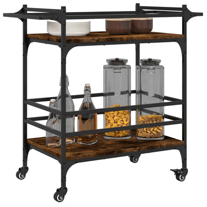 Smoked Oak Kitchen Trolley 82x40x78.5 cm Plywood