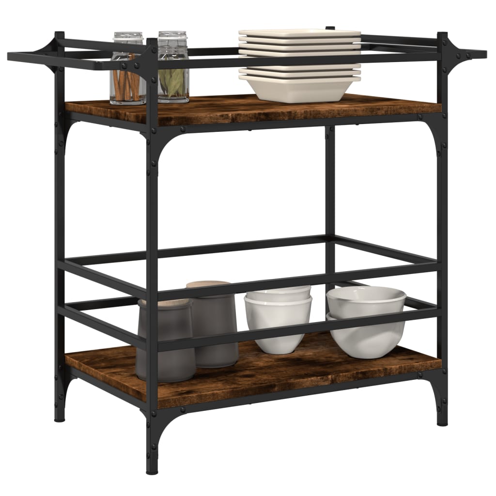 Smoked Oak Kitchen Trolley 82x40x78.5 cm Plywood