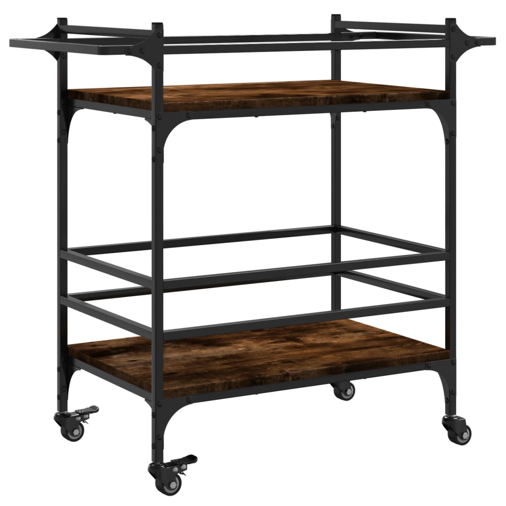 Smoked Oak Kitchen Trolley 82x40x78.5 cm Plywood