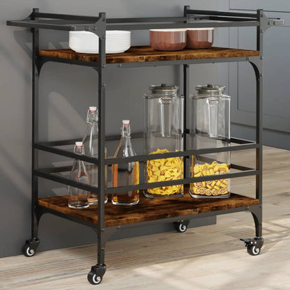 Smoked Oak Kitchen Trolley 82x40x78.5 cm Plywood