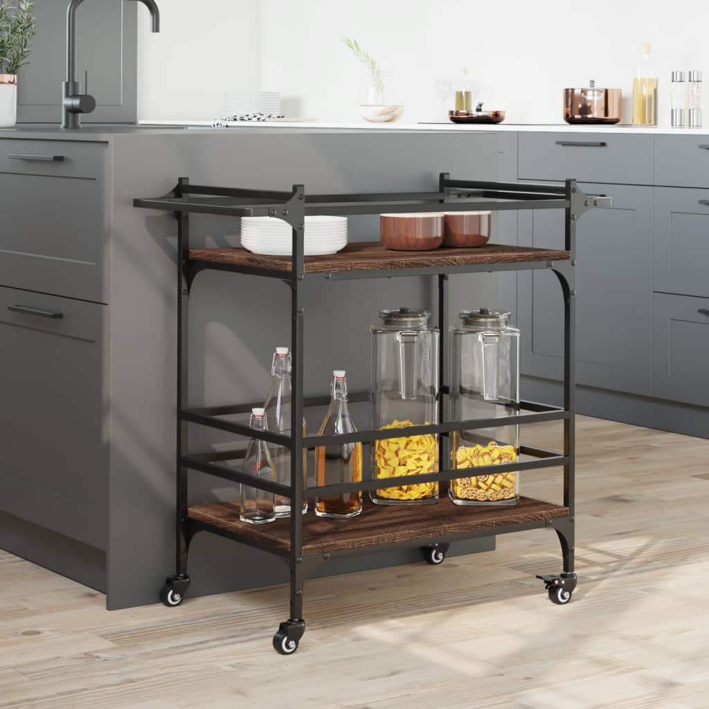 Carrello Cucina Rovere Marrone 82x40x78,5 cm Legno Multistrato