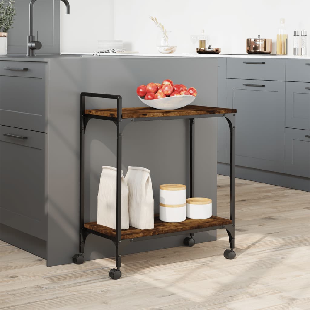 Carrello da Cucina Rovere Fumo 60,5x31x72,5cm Legno Multistrato