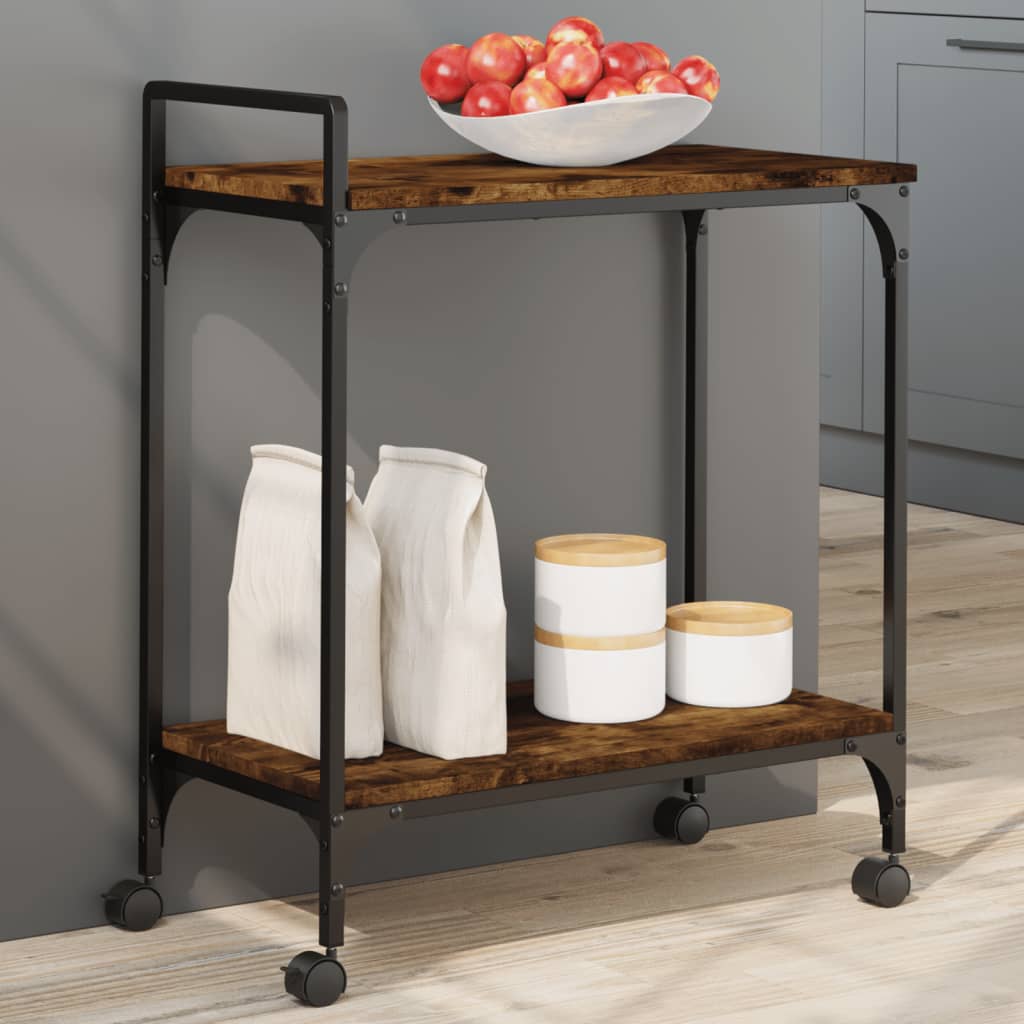 Smoked Oak Kitchen Trolley 60.5x31x72.5cm Plywood