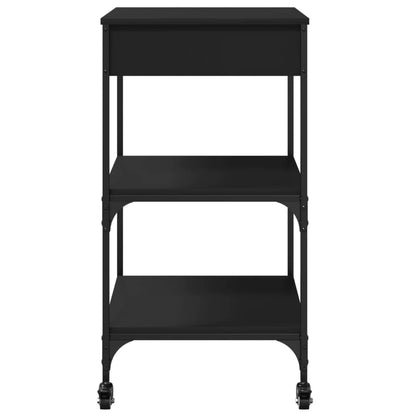 Black Kitchen Trolley 60x48x89.5 cm in Multilayer Wood