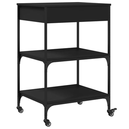 Black Kitchen Trolley 60x48x89.5 cm in Multilayer Wood