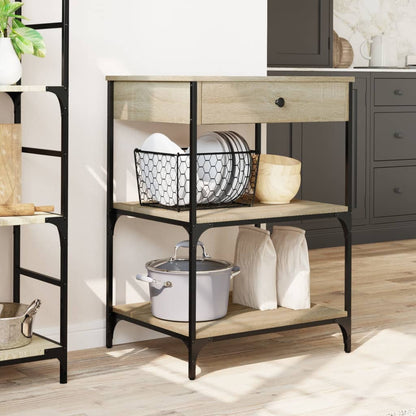 Sonoma Oak Kitchen Trolley 60x48x89.5cm Plywood