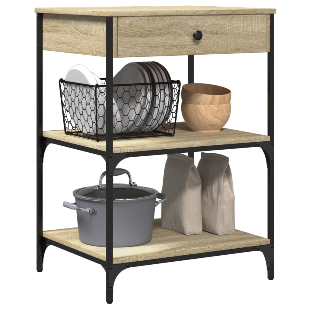 Sonoma Oak Kitchen Trolley 60x48x89.5cm Plywood