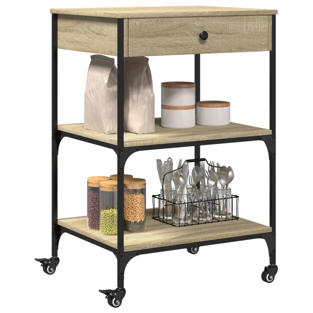 Sonoma Oak Kitchen Trolley 60x48x89.5cm Plywood