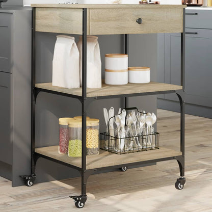 Sonoma Oak Kitchen Trolley 60x48x89.5cm Plywood