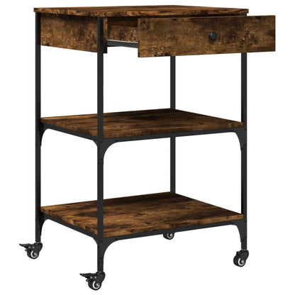 Smoked Oak Kitchen Trolley 60x48x89.5 cm Plywood