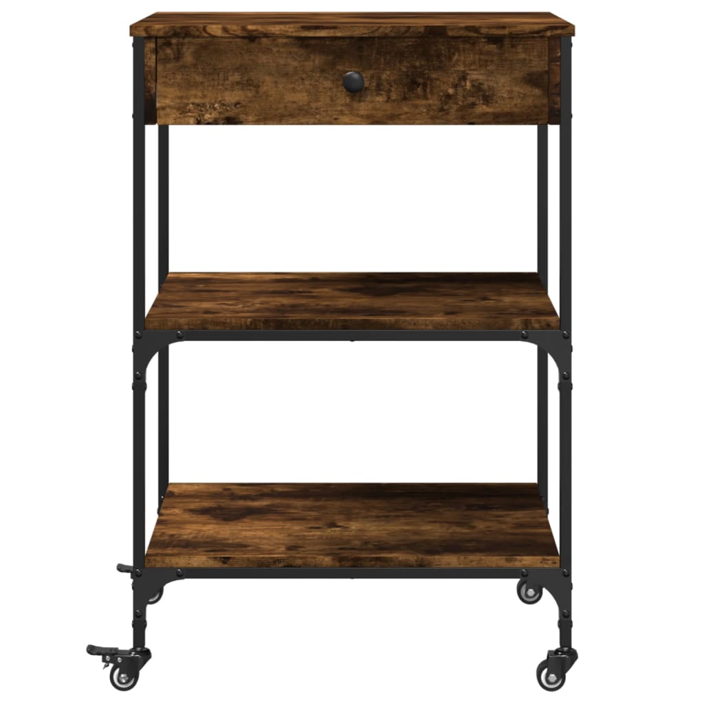 Smoked Oak Kitchen Trolley 60x48x89.5 cm Plywood