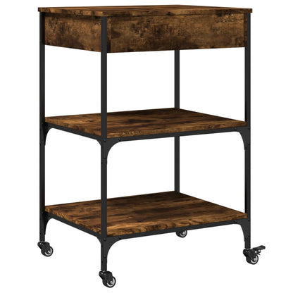 Smoked Oak Kitchen Trolley 60x48x89.5 cm Plywood