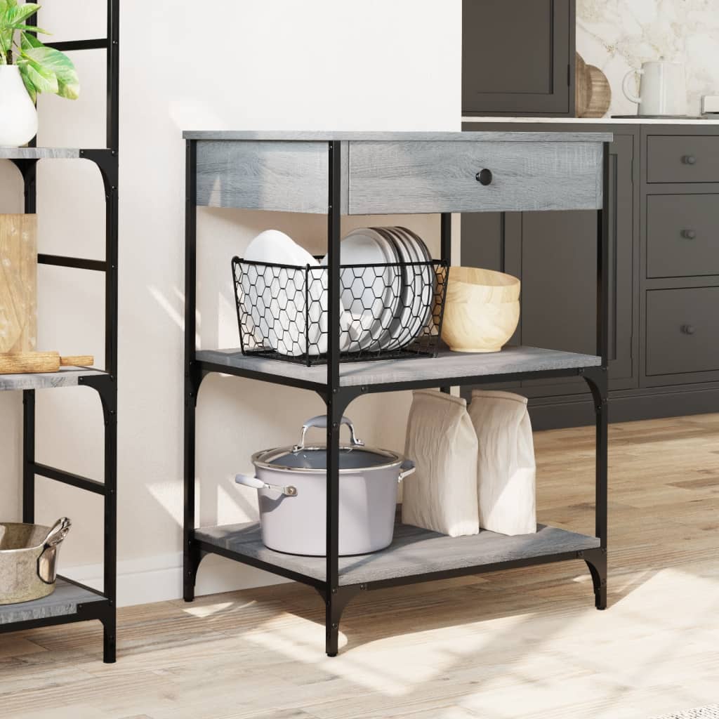 Sonoma Gray Kitchen Trolley 60x48x89.5cm Plywood