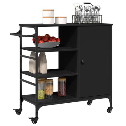 Carrello da Cucina Nero 87,5x38,5x84,5 cm in Legno Multistrato - homemem39