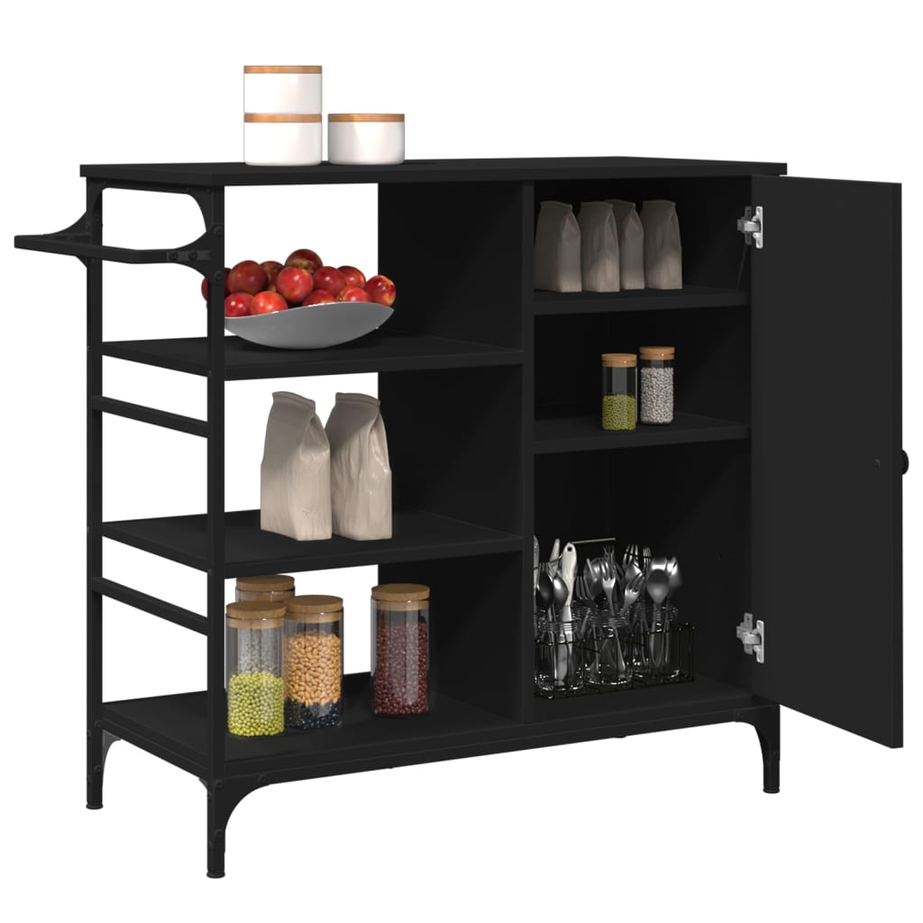 Carrello da Cucina Nero 87,5x38,5x84,5 cm in Legno Multistrato - homemem39