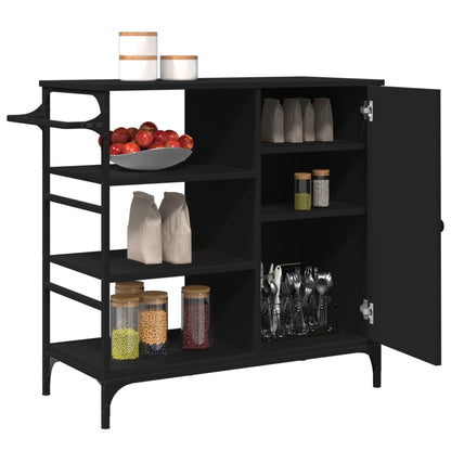 Carrello da Cucina Nero 87,5x38,5x84,5 cm in Legno Multistrato - homemem39