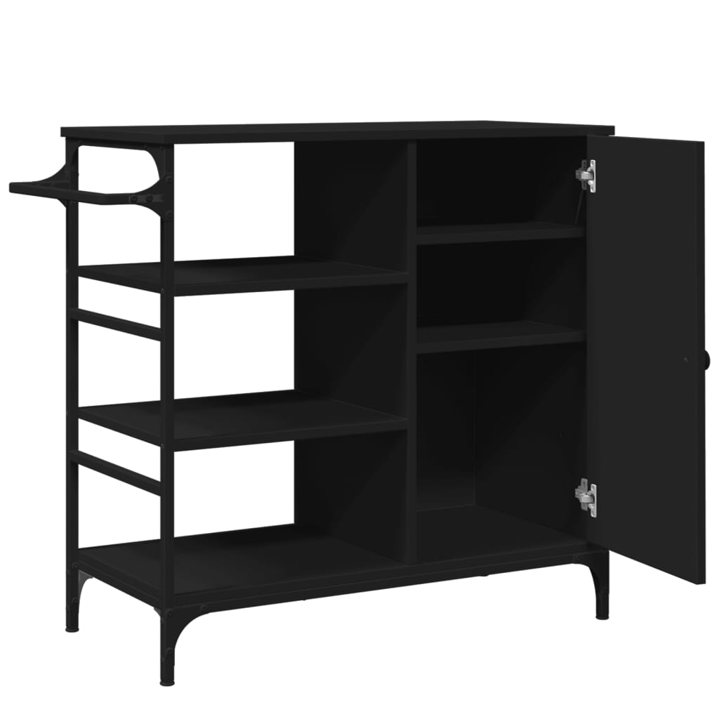 Carrello da Cucina Nero 87,5x38,5x84,5 cm in Legno Multistrato - homemem39