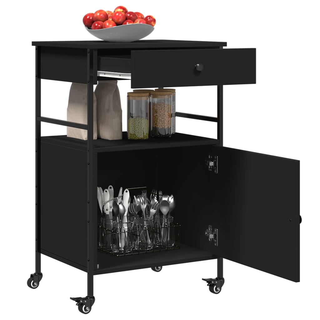Carrello da Cucina Nero 56x43x89,5 cm in Legno Multistrato - homemem39