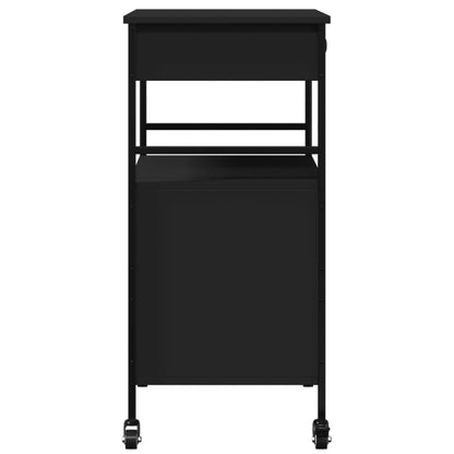 Carrello da Cucina Nero 56x43x89,5 cm in Legno Multistrato