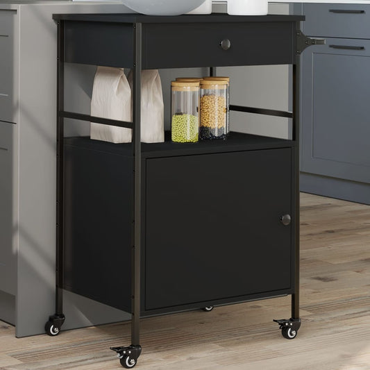 Carrello da Cucina Nero 56x43x89,5 cm in Legno Multistrato - homemem39