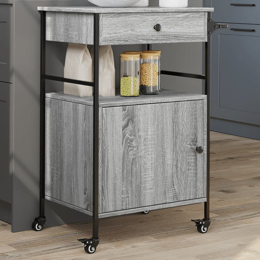 Carrello da Cucina Grigio Sonoma 56x43x89,5cm Legno Multistrato