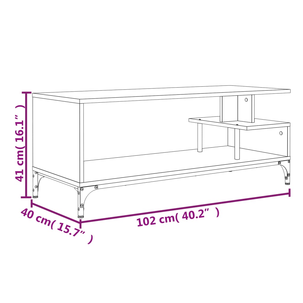 Mobile TV Grigio Sonoma 102x40x41cm Legno e Acciaio a Polvere