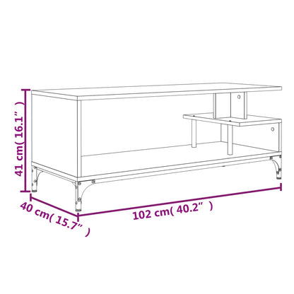 Mobile TV Grigio Sonoma 102x40x41cm Legno e Acciaio a Polvere