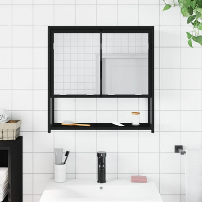 Mobile da Bagno con Specchio Nero 60x16x60 cm Legno Multistrato