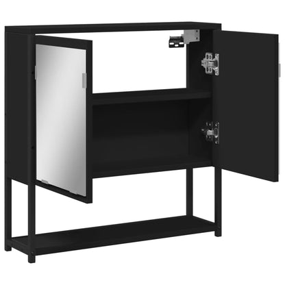 Mobile da Bagno con Specchio Nero 60x16x60 cm Legno Multistrato