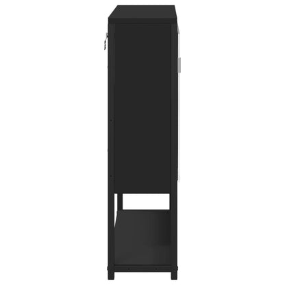 Mobile da Bagno con Specchio Nero 60x16x60 cm Legno Multistrato