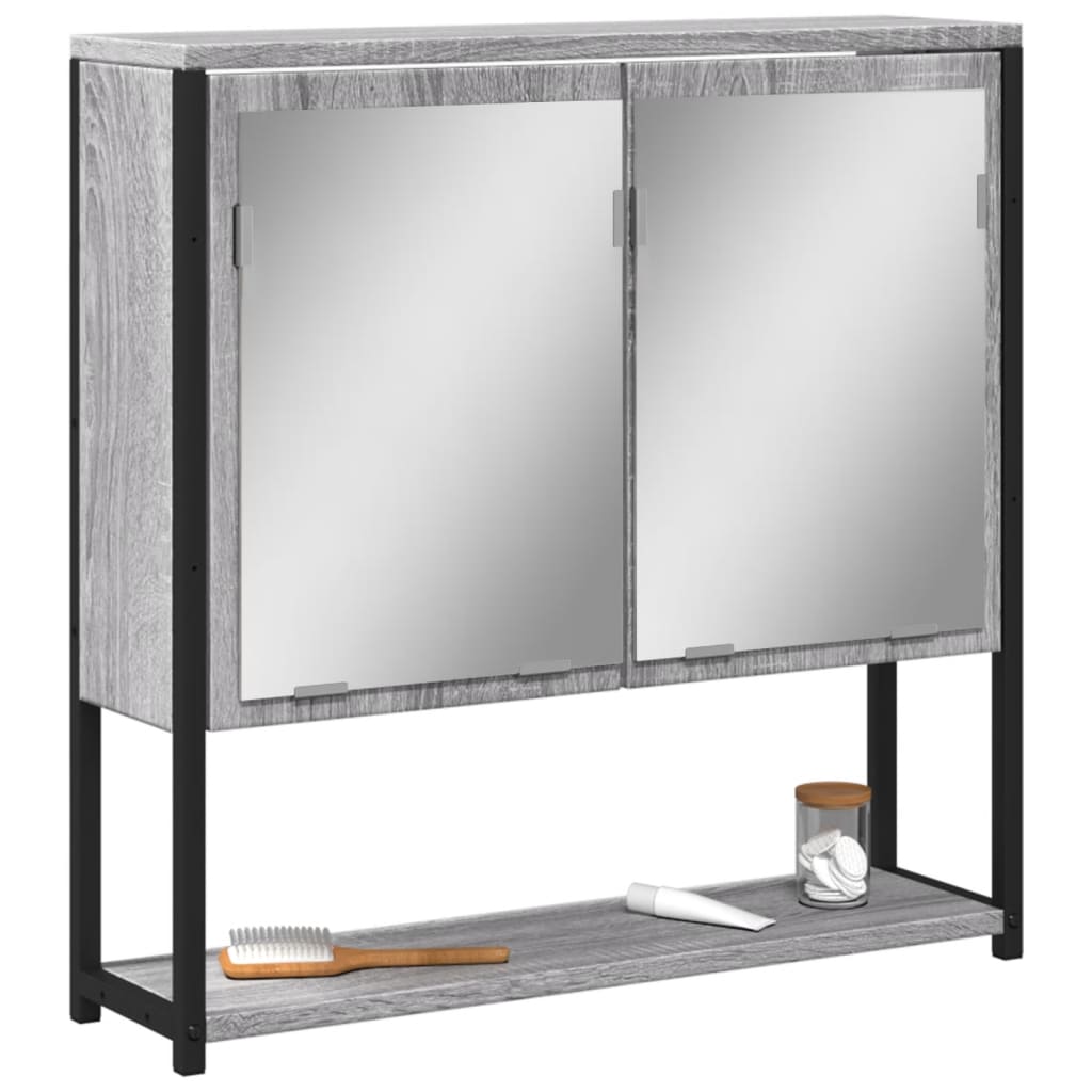 Mobile Specchio da Bagno Grigio Sonoma 60x16x60 cm Multistrato - homemem39